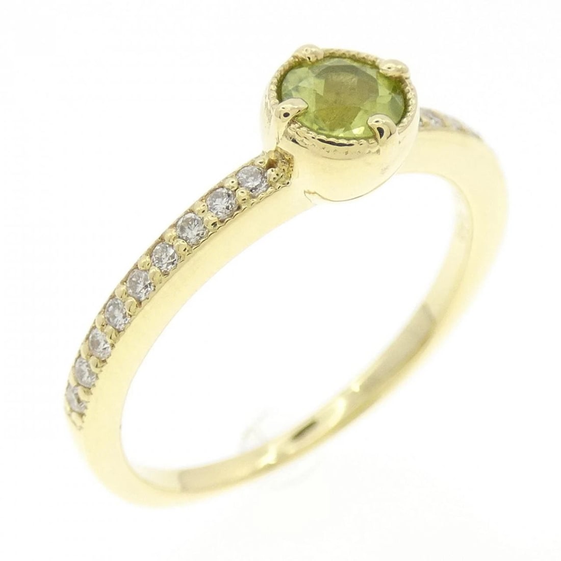 K18YG PERIDOT RING: K18YG Peridot Ring Brand: Unbranded Type: Peridot Ring Material: K18 yellow gold, Main Stone/Creation Peridot Color: yellow gold Size: US 5 3/4 Accessories: None Accessories Notice: When p