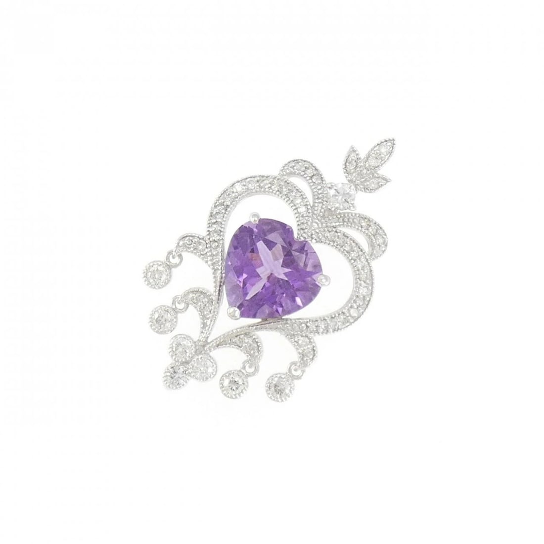 K18WG AMETHYST PENDANT: K18WG Amethyst Pendant Brand: Unbranded Type: Amethyst Pendant/Brooch Material: K18 white gold, Main Stone/Creation Amethyst Color: white gold Size: Approx. height x width: 33.0mm x 18.9mm Access