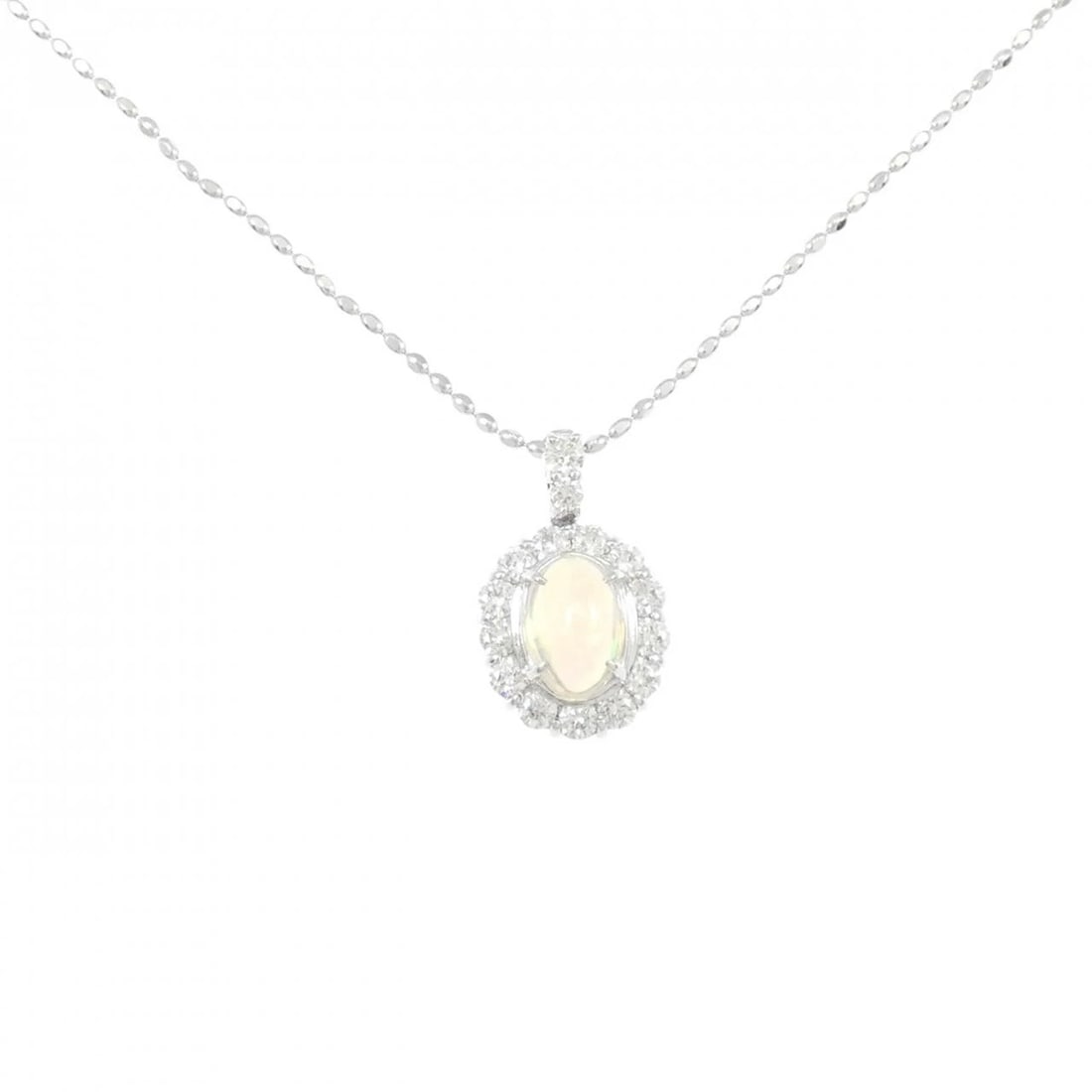 K18WG OPAL NECKLACE: K18WG Opal Necklace Brand: Unbranded Type: Opal Necklace Material: K18 white gold, Main Stone/Creation Opal Color: white gold Size: 46cm Actual Size Pendant length approx. x width approx.: