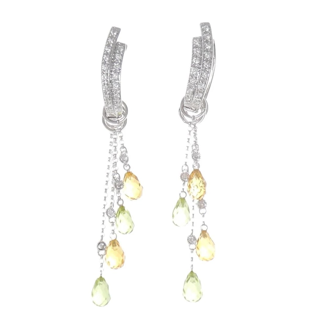 K18WG COLOR STONE PIERCE: K18WG Color Stone Pierce Brand: Unbranded Type: Citrine Pierce/Earring Material: K18 white gold, Color: white gold Size: Actual Size Approx. height x width: 53.4mm x 7.3mm Accessories: None