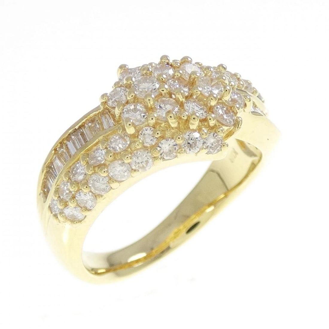 K18YG DIAMOND RING: K18YG Diamond Ring Brand: Unbranded Type: Diamond Ring Material: K18 yellow gold, Color: yellow gold Size: US 5 3/4 Accessories: None Accessories Notice: When purchasing pre-owned goods, p