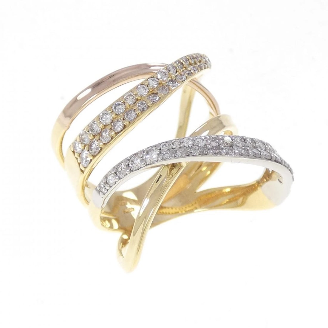 K18YG/PT900/K18PG DIAMOND RING: K18YG/PT900/K18PG Diamond Ring Brand: Unbranded Type: Diamond Ring Material: 18K Yellow Gold/Platinum 900/18K Pink Gold, Color: none Size: US 7 1/4 Accessories: None Accessories Notice: When