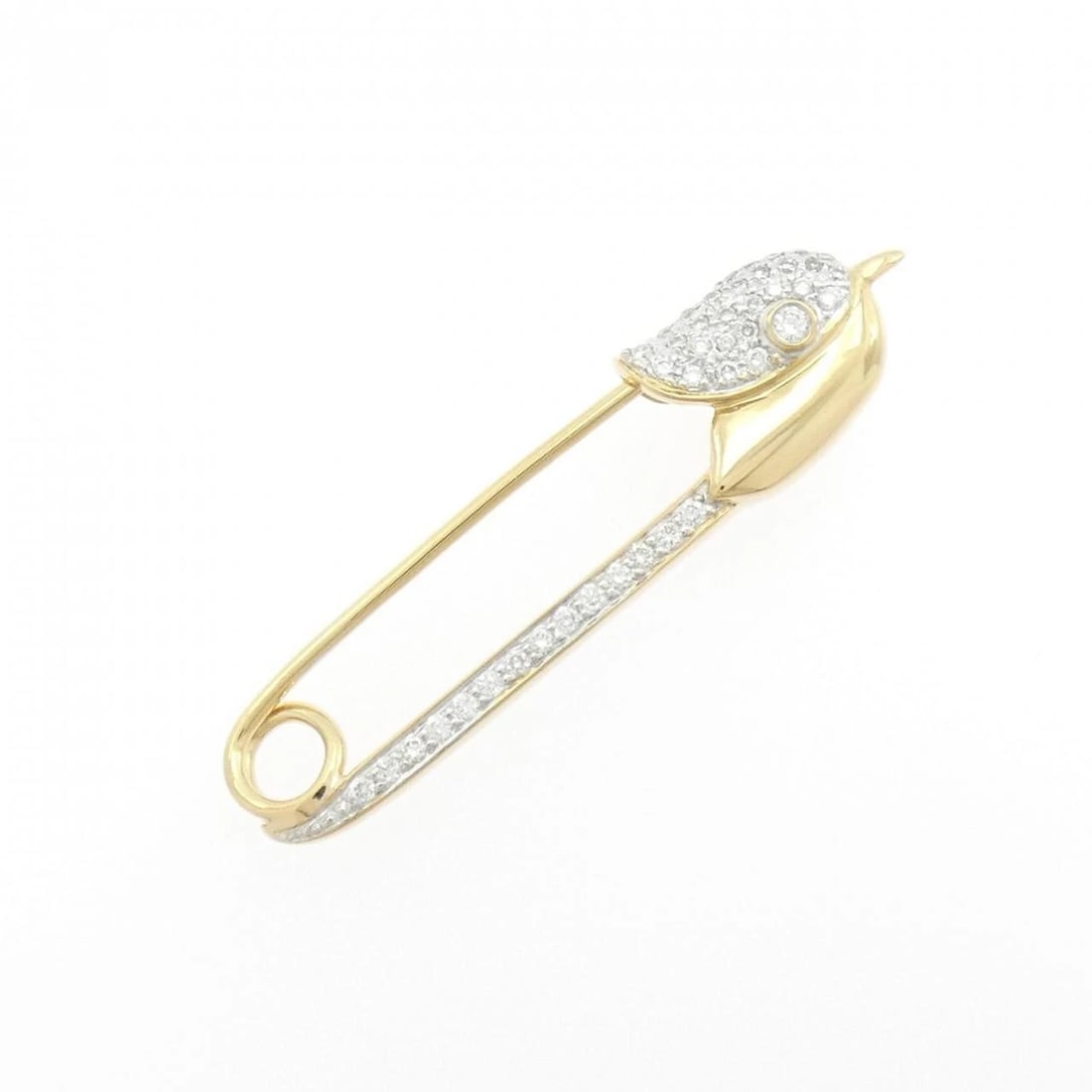 K18YG/K18WG SAFETY PIN DIAMOND BROOCH: K18YG/K18WG Safety Pin Diamond Brooch Brand: Unbranded Type: Diamond Pendant/Brooch Material: 18K Yellow Gold/18K White Gold, Color: none Size: Actual Size Approx. height x width: 40.5mm x