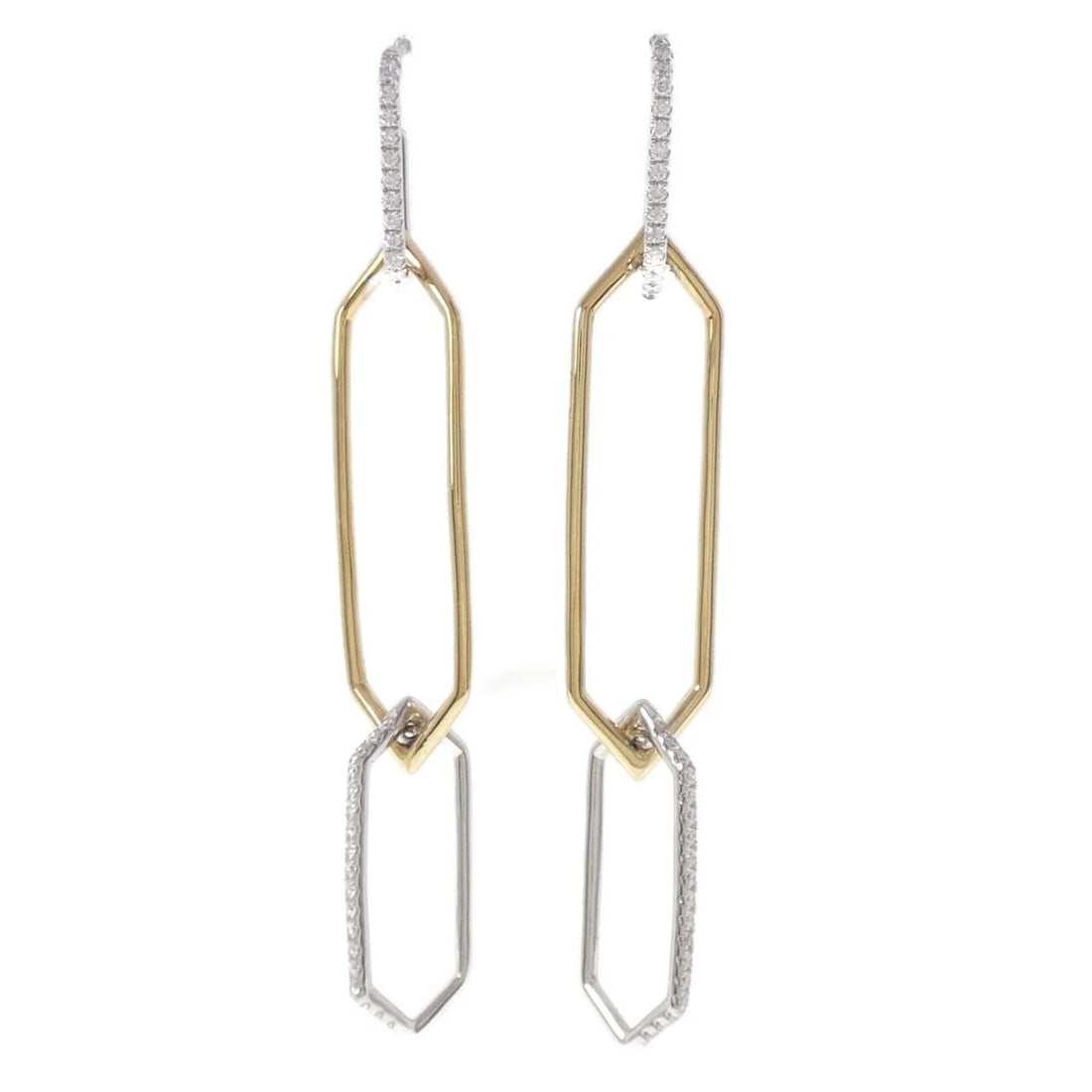 K18WG/K18YG DIAMOND PIERCE: K18WG/K18YG Diamond Pierce Brand: Unbranded Type: Diamond Pierce/Earring Material: K18WhiteGold / K18 Yellow Gold, Color: none Size: Actual Size Approx. height x width: 60.6mm x 9.4mm Accessories