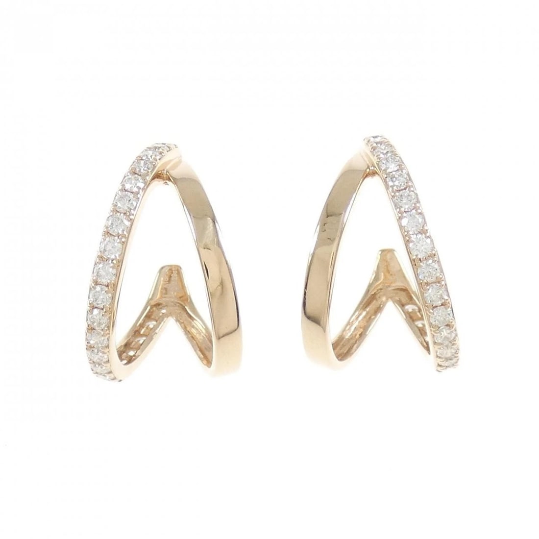 K18PG DIAMOND PIERCE: K18PG Diamond Pierce Brand: Unbranded Type: Diamond Pierce/Earring Material: K18 Pink Gold, Color: Pink Gold Size: Actual Size Approx. height x width: 17.5mm x 10.9mm Accessories: None Acc