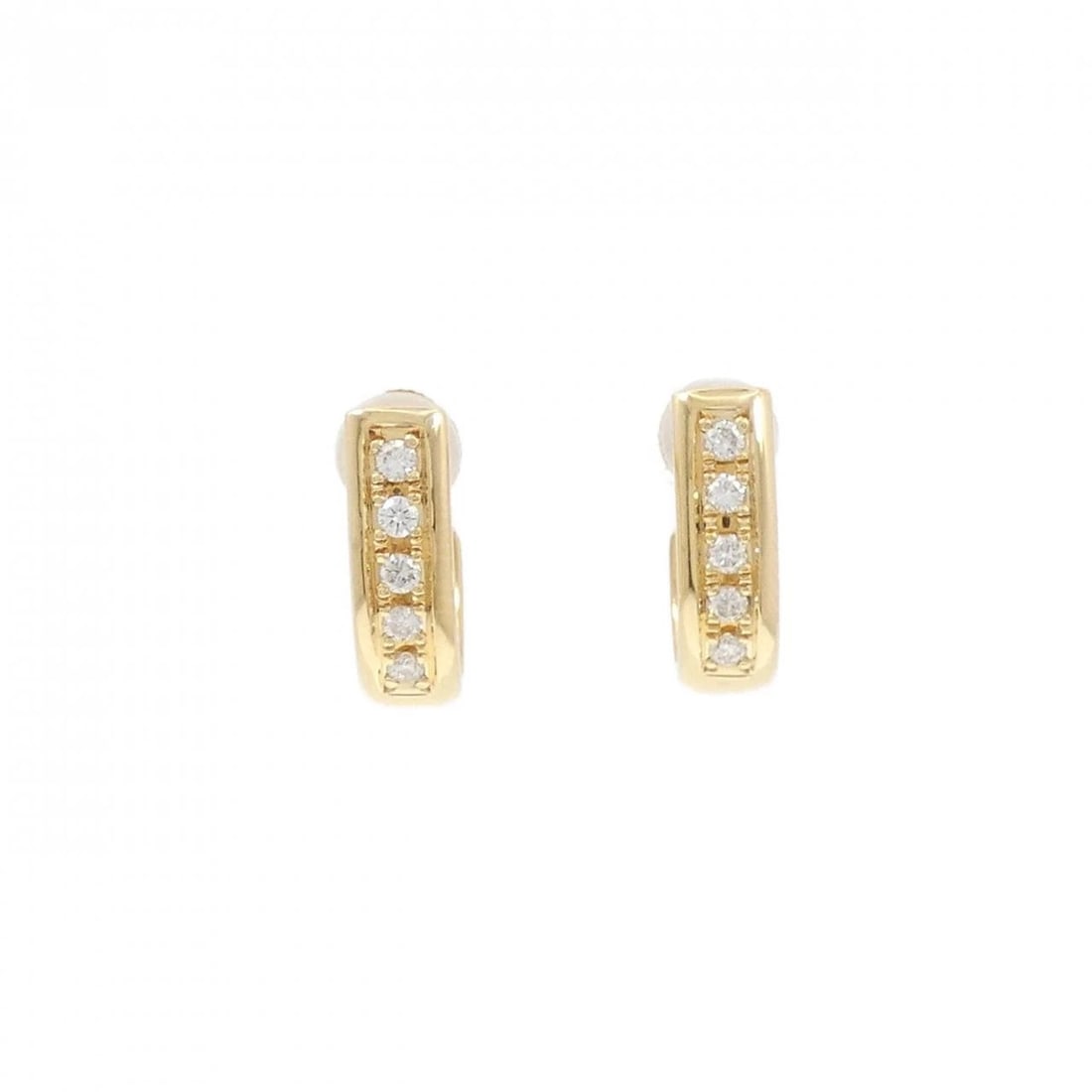 K18YG DIAMOND EARRINGS: K18YG Diamond Earrings Brand: Unbranded Type: Diamond Pierce/Earring Material: K18 yellow gold, Color: yellow gold Size: Actual Size Approx. height x width: 14.2mm x 4.4mm Accessories: None