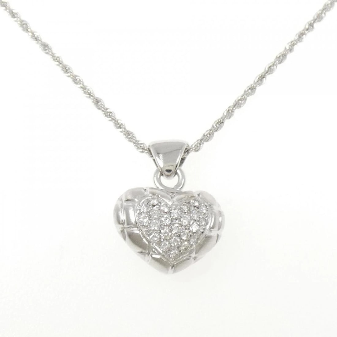 750WG/K18WG HEART DIAMOND NECKLACE: 750WG/K18WG Heart Diamond Necklace Brand: Unbranded Type: Diamond Necklace Material: 750 White Gold/18K White Gold, Color: White Gold Size: 42cm,Actual Size Pendant length approx. x width