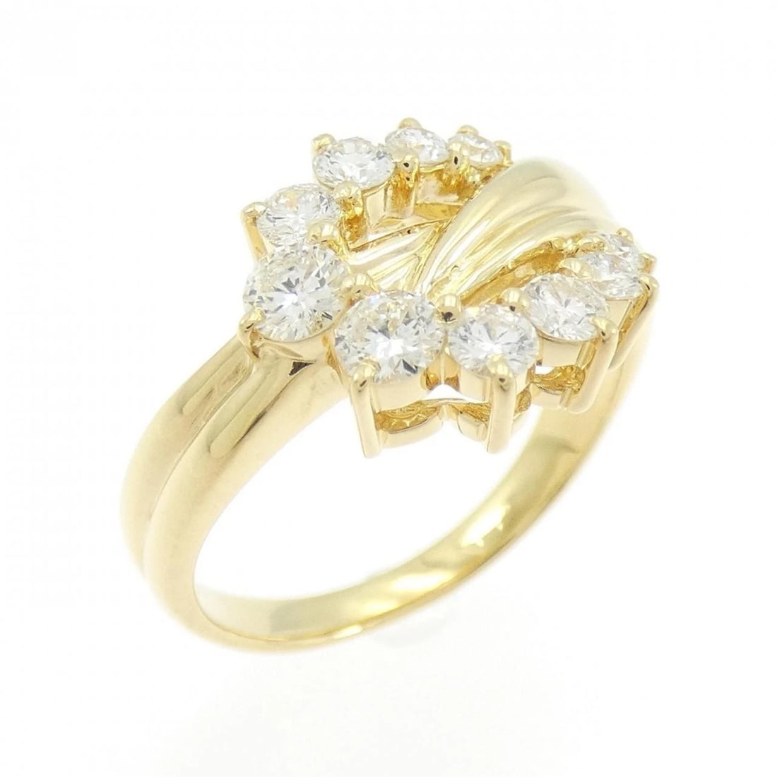 K18YG DIAMOND RING: K18YG Diamond Ring Brand: Unbranded Type: Diamond Ring Material: K18 yellow gold, Color: yellow gold Size: US 5 3/4 Accessories: None Accessories Notice: When purchasing pre-owned goods, p