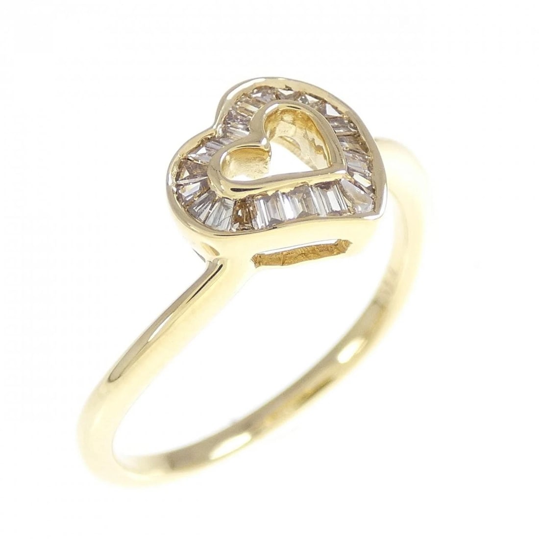 K18YG HEART DIAMOND RING: K18YG Heart Diamond Ring Brand: Unbranded Type: Diamond ring Material: K18 yellow gold, Color: yellow gold Size: US 5 1/2 Accessories: None Accessories Notice: When purchasing pre-owned