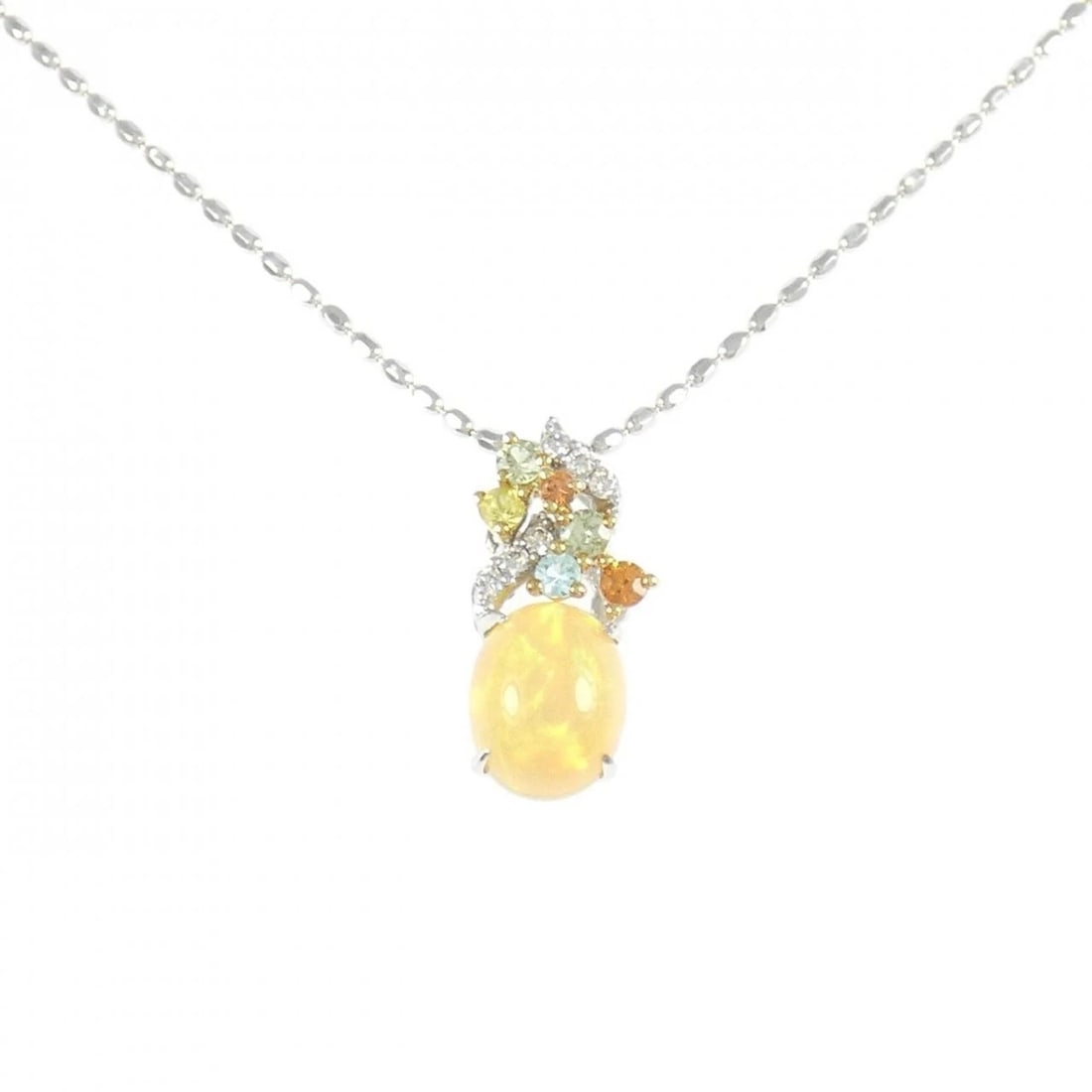 K18WG COLOR STONE NECKLACE: K18WG Color Stone Necklace Brand: Unbranded Type: Opal Necklace Material: K18 white gold, Color: white gold Size: 45cm,Actual Size Pendant length approx. x width approx.: 18.0mmx8.5mm Chain