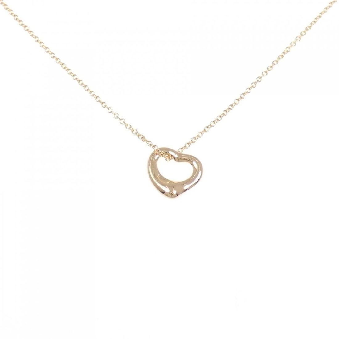 TIFFANY&CO. OPEN HEART NECKLACE: TIFFANY&Co. Open Heart Necklace Brand: TIFFANY&Co. Type: Necklace Material: 750 Pink Gold, Color: Pink Gold Size: 41cm,Actual Size Pendant length approx. x width approx.: 10.2mmx10.6mm Chain