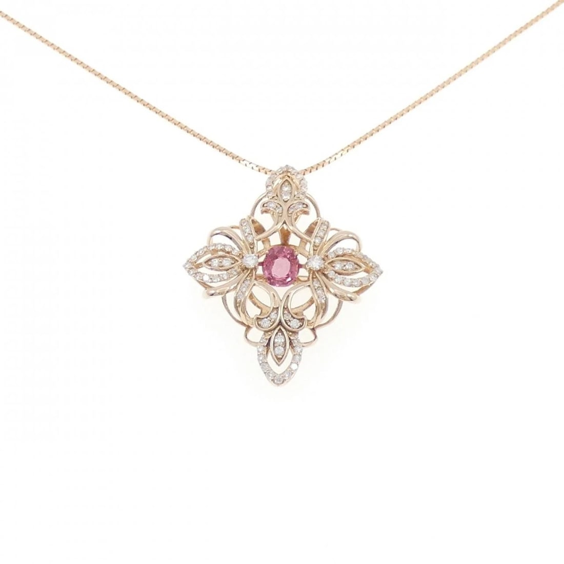 K18PG SAPPHIRE NECKLACE: K18PG Sapphire Necklace Brand: Unbranded Type: Sapphire Necklace Material: K18 Pink Gold, Color: Pink Gold Size: 45cm,Actual Size Pendant length approx. x width approx.: 37.3mmx29.3mm Chain