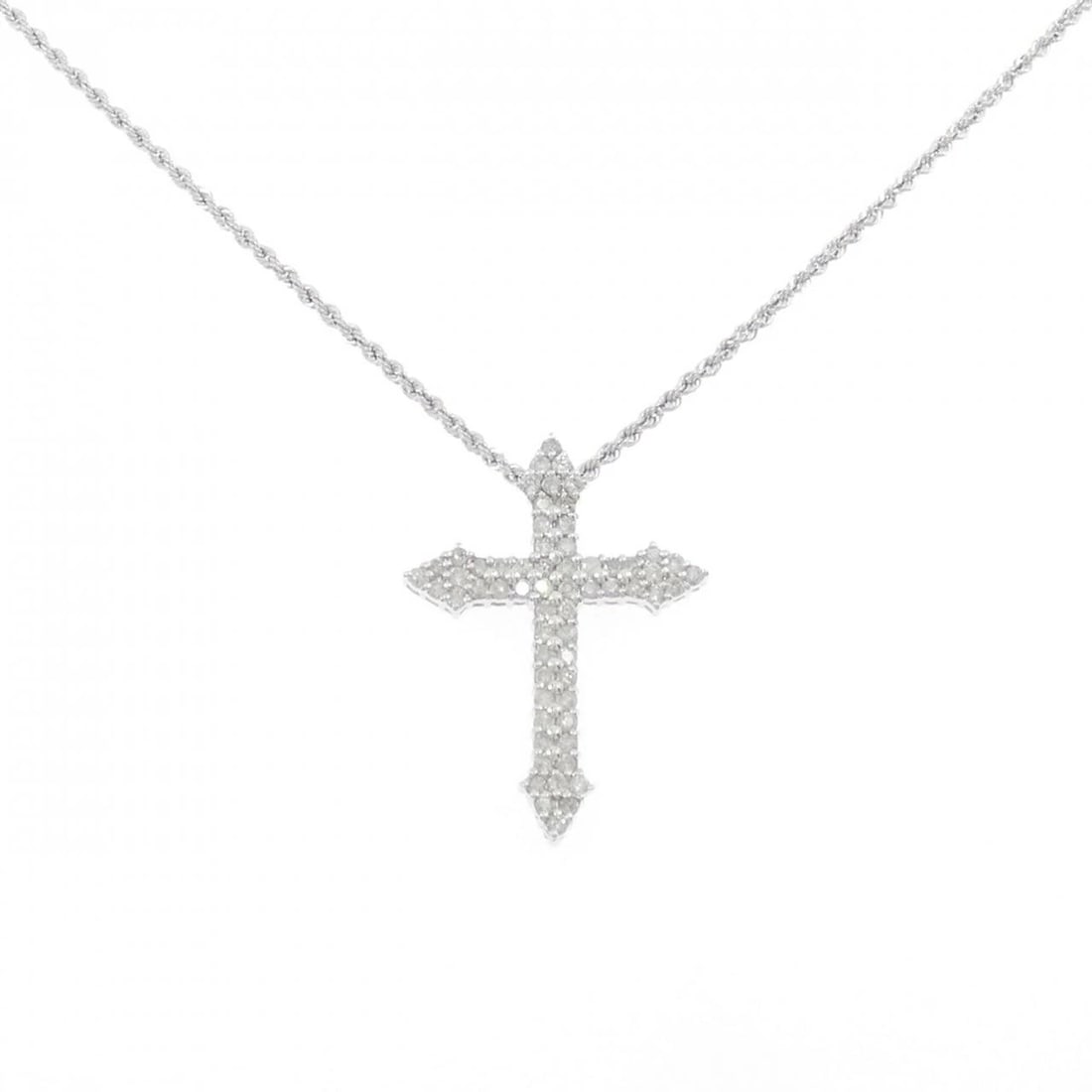 K18WG CROSS PAVE DIAMOND NECKLACE: K18WG Cross Pave Diamond Necklace Brand: Unbranded Type: Diamond Necklace Material: K18 white gold, Color: white gold Size: 47cm,Actual Size Pendant length approx. x width approx.: