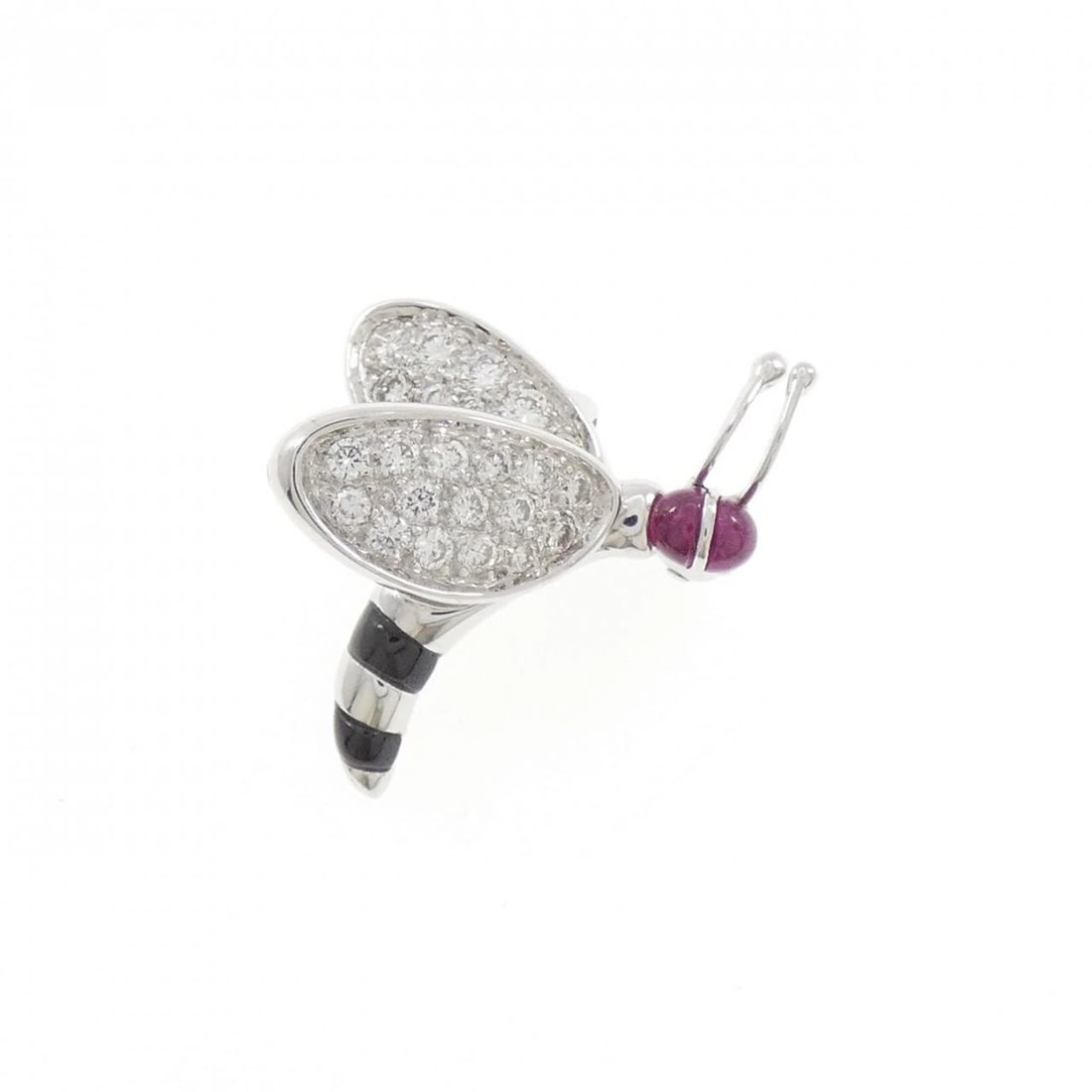 K18WG COLOR STONE BROOCH: K18WG Color Stone Brooch Brand: Unbranded Type: Ruby Pendant/Brooch Material: K18 white gold, Color: WhiteGold Size: Actual Size Approx. height x width: 19.3mm x 18.0mm Accessories: None