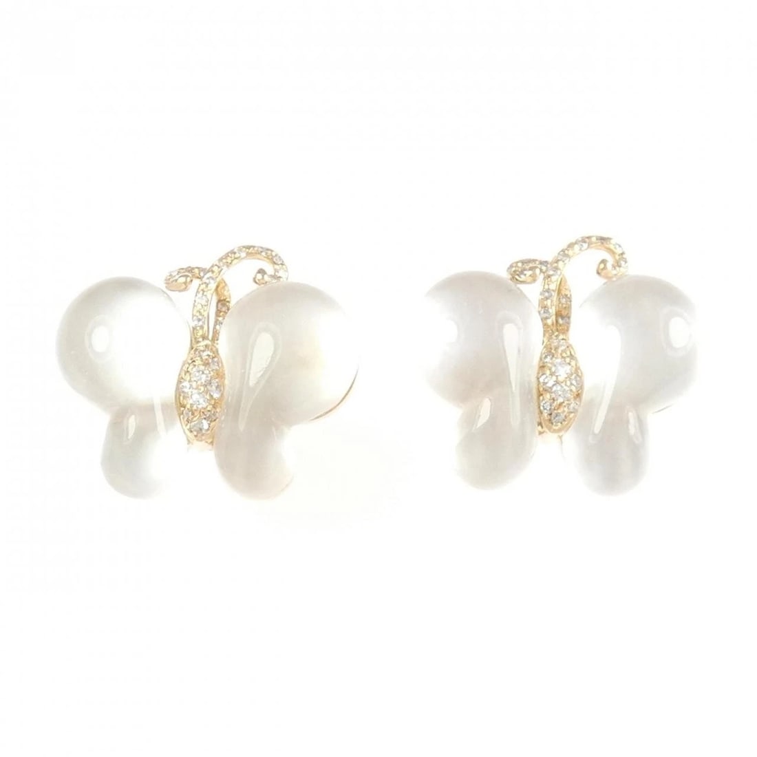 750PG BUTTERFLY QUARTZ PIERCE: 750PG Butterfly Quartz Pierce Brand: Unbranded Type: Quartz Pierce/Earring Material: 750 Pink Gold, Color: Pink Gold Size: Actual Size Approx. height x width: 17.9mm x 20.0mm Accessories: None