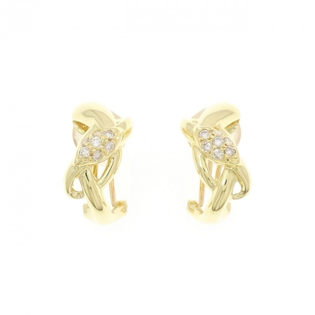 K18YG DIAMOND PIERCE/EARRING: K18YG Diamond Pierce/Earring Brand: Unbranded Type: Diamond Pierce/Earring Material: K18 yellow gold, Color: yellow gold Size: Actual Size Approx. height x width: 17.5mm x 9.5mm Accessories: None