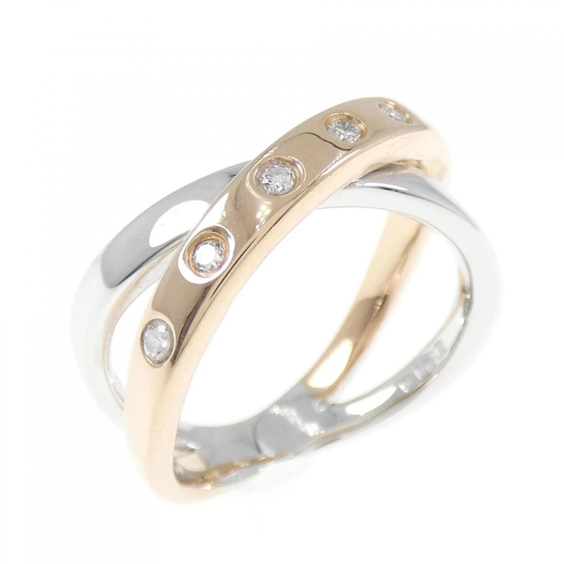 750PG/750WG DIAMOND RING: 750PG/750WG Diamond Ring Brand: Unbranded Type: Diamond ring Material: 750 pink gold/750 white gold, Color: none Size: US 5.25 Accessories: None Accessories Notice: When purchasing pre-own