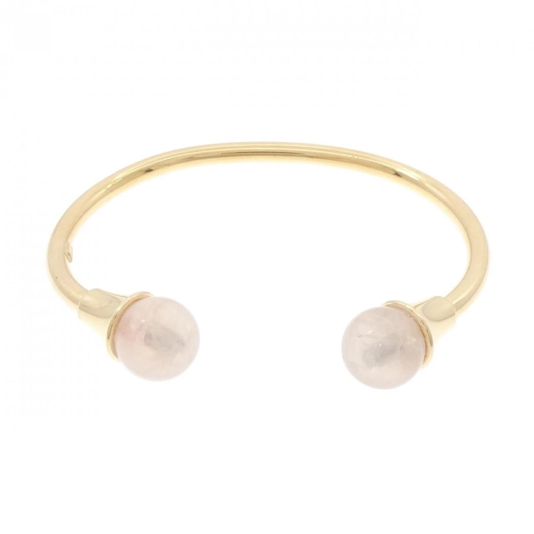 18K YELLOW GOLD ROSE QUARTZ BANGLE: 18K Yellow Gold Rose Quartz Bangle Brand: Unbranded Type: Rose Quartz Bracelet Material: K18 yellow gold, Color: yellow gold Size: 15.5cm,Actual Size Max width approx: 10.4mm Accessories: None