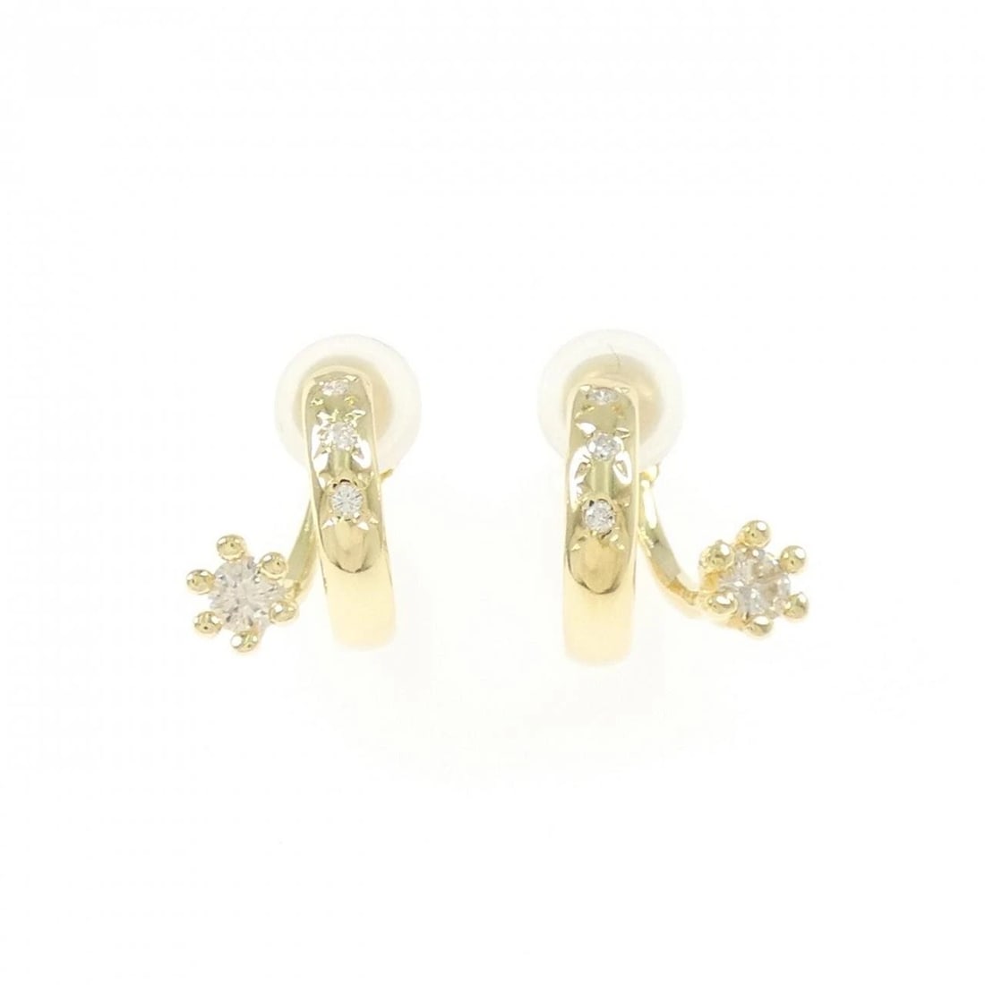 K18YG DIAMOND EARRINGS: K18YG Diamond Earrings Brand: Unbranded Type: Diamond Pierce/Earring Material: K18 yellow gold, Color: yellow gold Size: Actual Size Approx. height x width: 10.1mm x 8.5mm Accessories: None