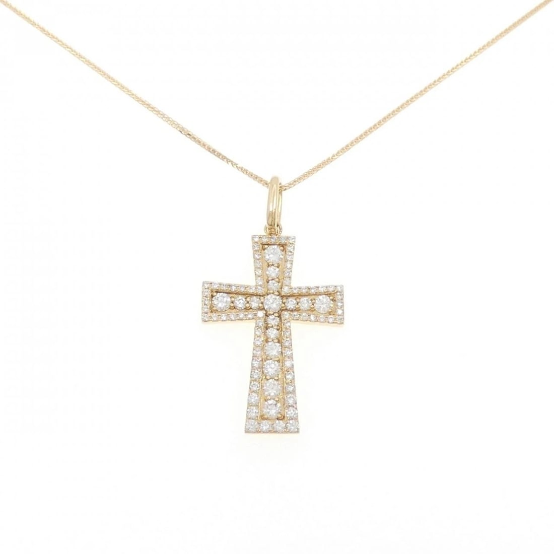 K18YG CROSS DIAMOND NECKLACE: K18YG Cross Diamond Necklace Brand: Unbranded Type: Diamond Necklace Material: K18 yellow gold, Color: yellow gold Size: 46cm,Actual Size Pendant length approx. x width approx.: 36.2mmx19.3mm