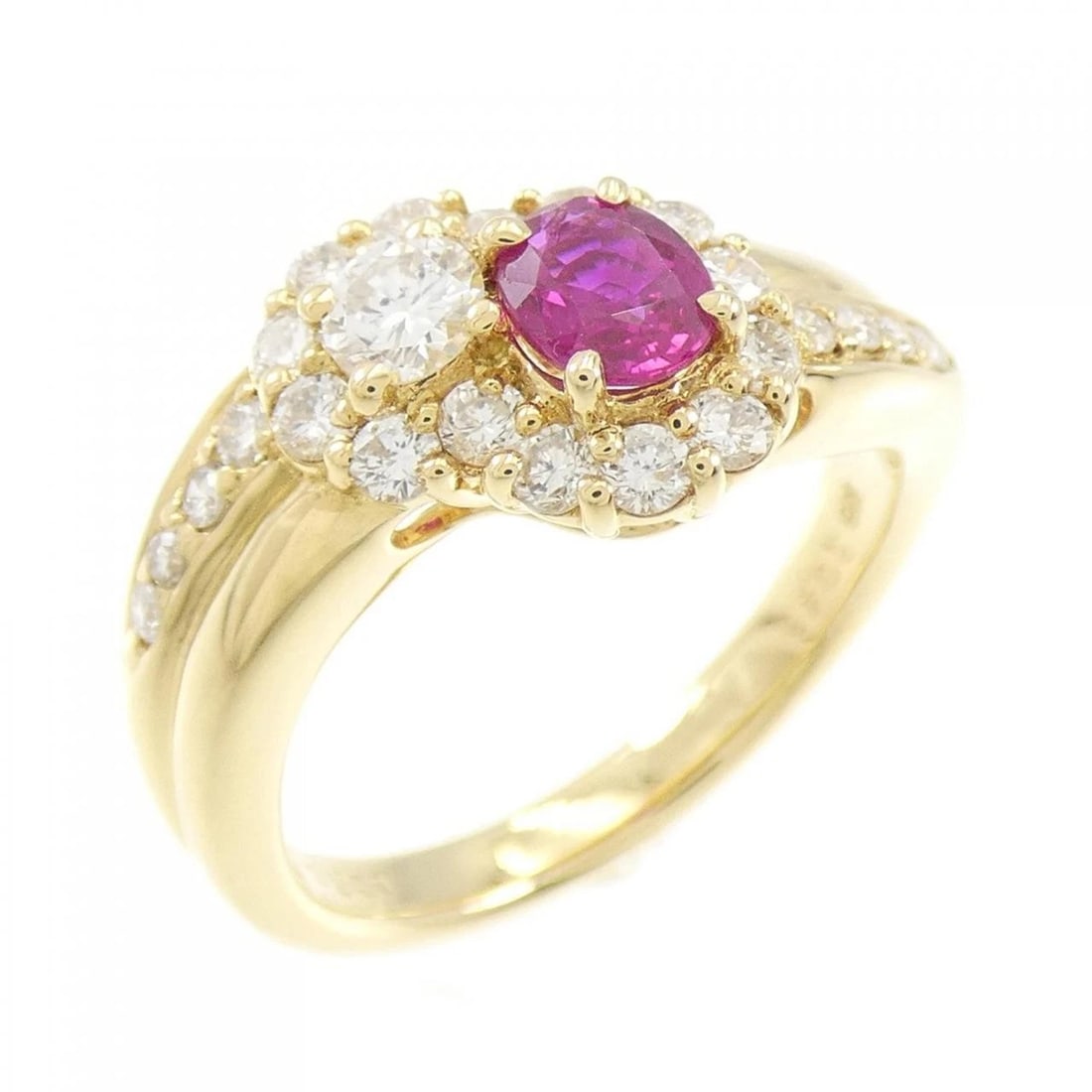 K18YG RUBY RING: K18YG Ruby Ring Brand: Unbranded Type: Ruby Ring Material: K18 yellow gold, Color: yellow gold Size: US 6 1/4 Accessories: None Accessories Notice: When purchasing pre-owned goods, please