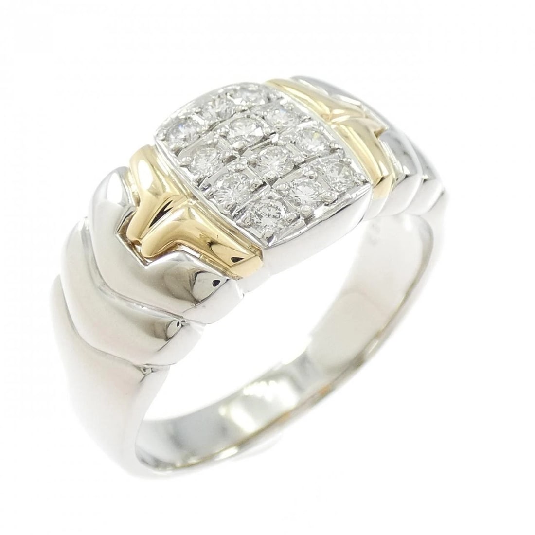 PT900/K18YG DIAMOND RING: PT900/K18YG Diamond Ring Brand: Unbranded Type: Diamond ring Material: Platinum 900 / K18 yellow gold, Color: none Size: US 13 Accessories: None Accessories Notice: When purchasing pre-owned