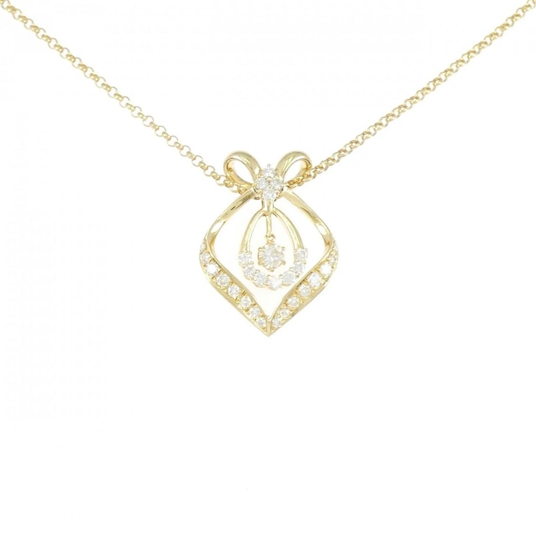 K18YG DIAMOND NECKLACE: K18YG Diamond Necklace Brand: Unbranded Type: Diamond Necklace Material: K18 yellow gold, Color: yellow gold Size: 50cm,Actual Size Pendant length approx. x width approx.: 28.7mmx21.4mm Chain
