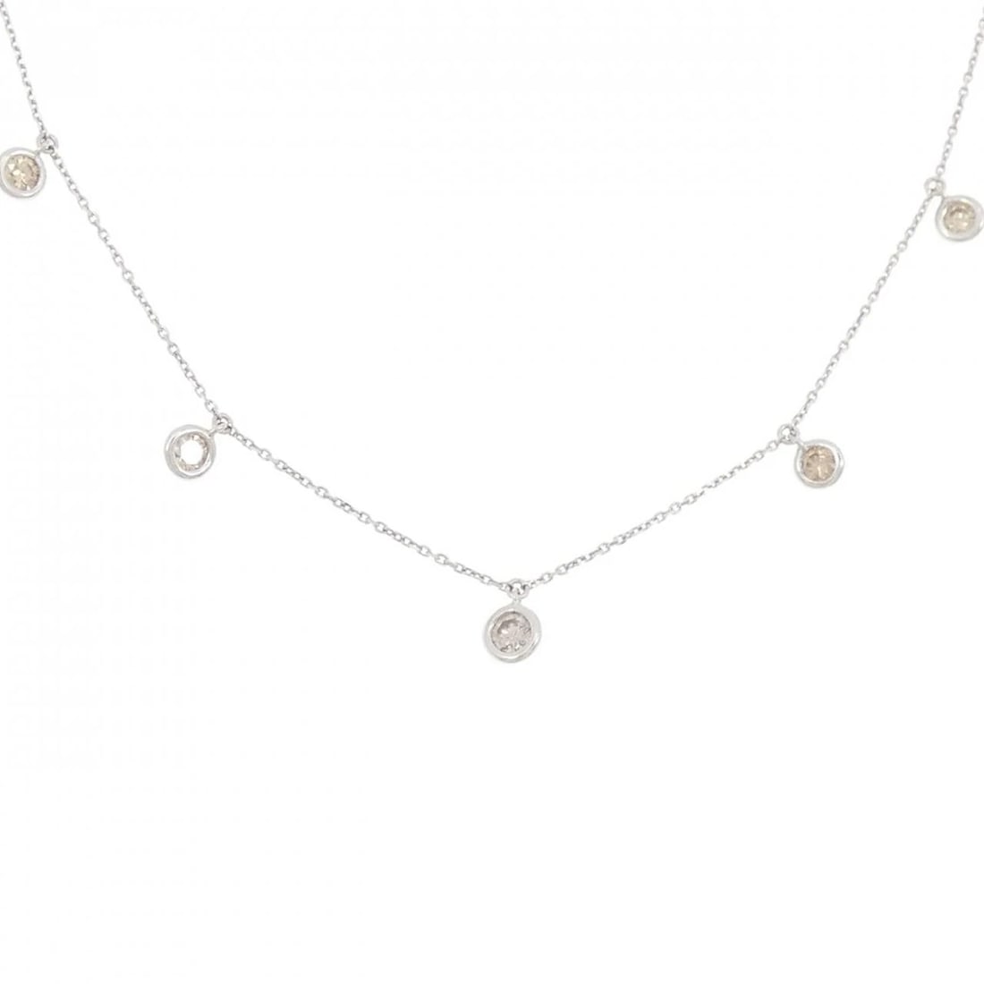 K18WG DIAMOND NECKLACE: K18WG Diamond Necklace Brand: Unbranded Type: Diamond Necklace Material: K18 white gold, Color: white gold Size: 38cm,Actual Size Max width approx.: 7.4mm Chain maximum width approx.: 0.9mm 