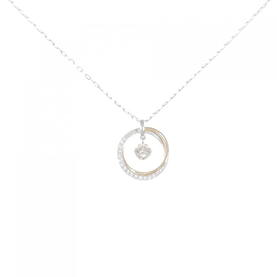 K18WG/K18PG DIAMOND NECKLACE: K18WG/K18PG Diamond Necklace Brand: Unbranded Type: Diamond Necklace Material: 18K white gold/18K pink gold, Color: none Size: 40cm,Actual Size Pendant length approx. x width approx.: