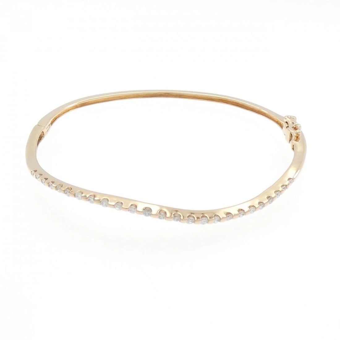 K18PG DIAMOND BANGLE: K18PG Diamond Bangle Brand: Unbranded Type: Diamond Bure Rubbed T Material: K18 Pink Gold, Color: Pink Gold Size: 17cm,Actual Size Max width approx.: 1.8mm Accessories: None Accessories No