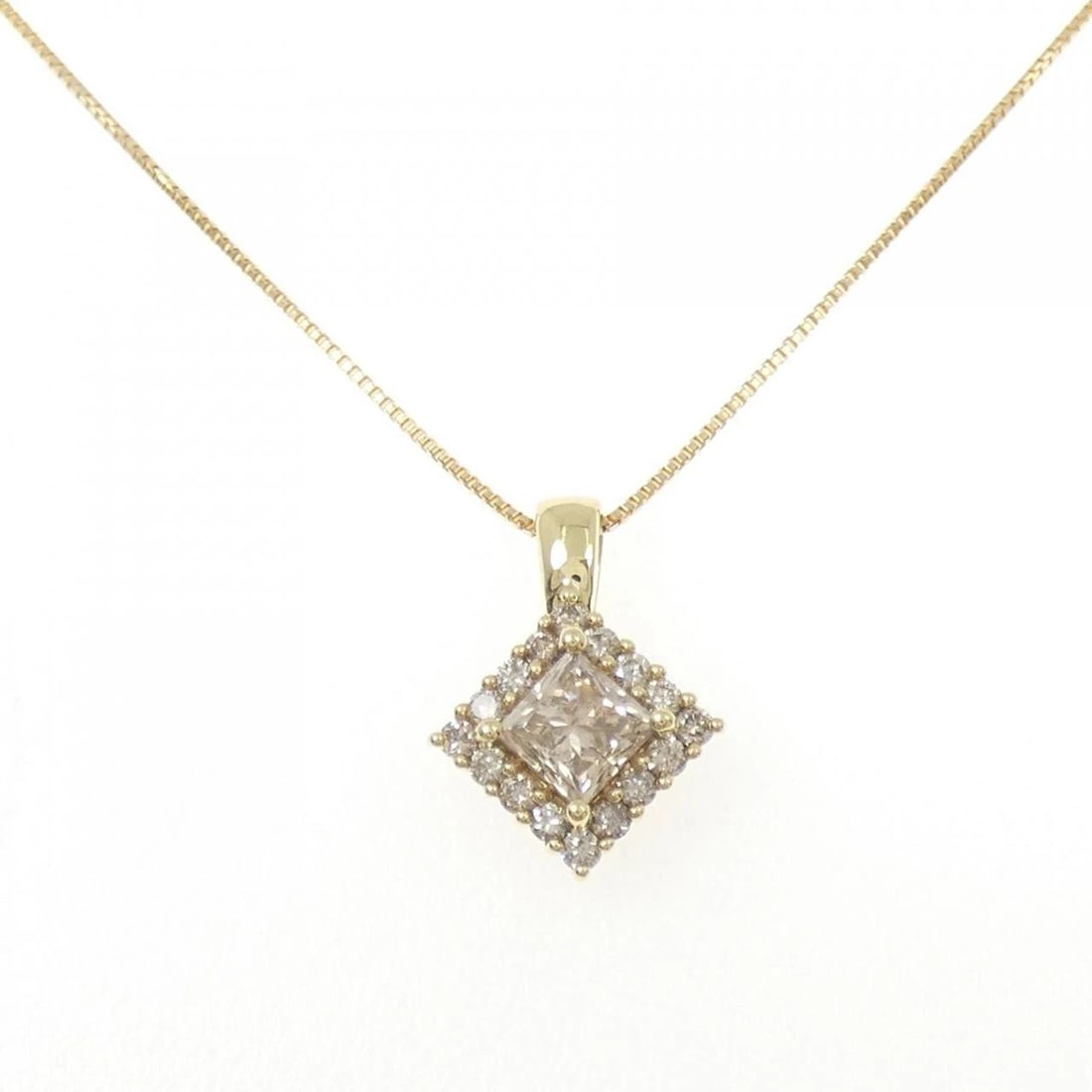 K18YG DIAMOND NECKLACE: K18YG Diamond Necklace Brand: Unbranded Type: Necklace Material: K18 Yellow Gold, Color: yellow gold Size: 45cm,ActualSize Pendant top H x W: 14.2mmx10.2mm Chain Max. W: 0.7mm Accessories: None