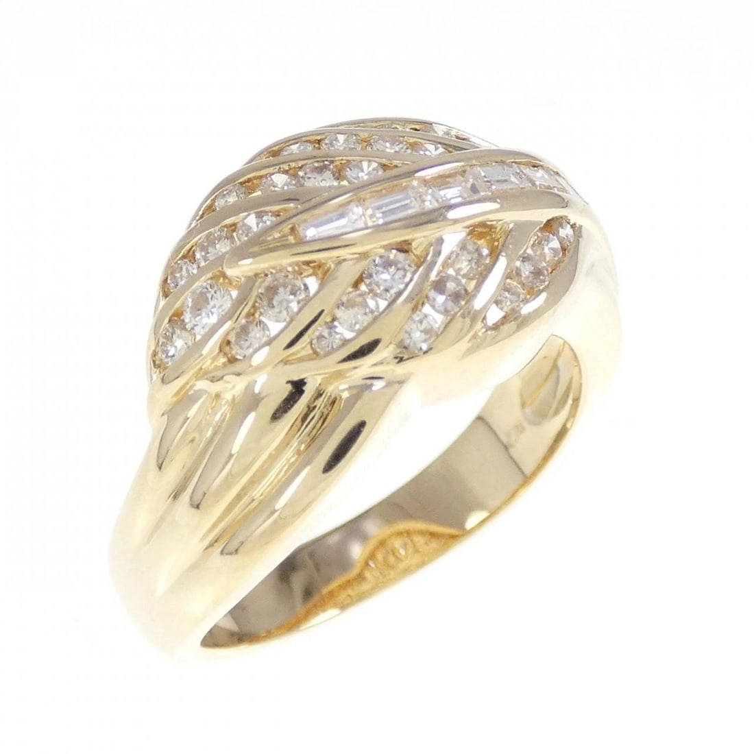 K18YG LEAF DIAMOND RING: K18YG Leaf Diamond Ring Brand: Unbranded Type: Diamond Ring Material: K18 yellow gold, Color: yellow gold Size: US 6 1/4 Accessories: None Accessories Notice: When purchasing pre-owned goods,