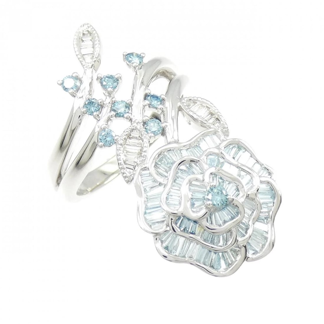 K18WG ROSE DIAMOND RING: K18WG Rose Diamond Ring Brand: Unbranded Type: Diamond Ring Material: K18 white gold, Color: white gold Size: US 5 3/4 Accessories: None Accessories Notice: When purchasing pre-owned goods,