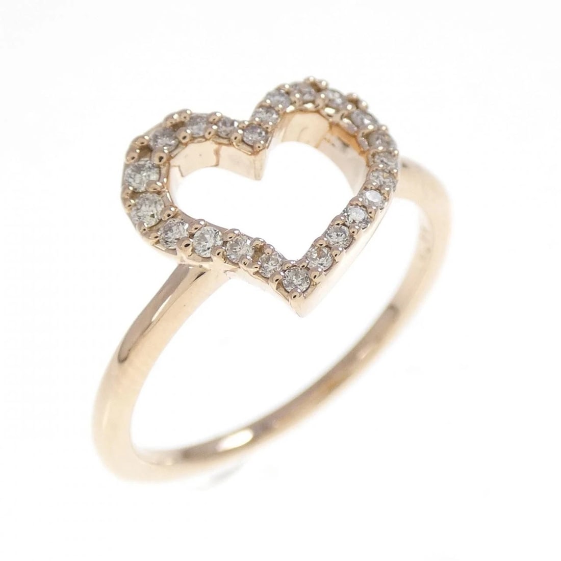 K18PG HEART DIAMOND RING: K18PG Heart Diamond Ring Brand: Unbranded Type: Diamond ring Material: K18 Pink Gold, Color: Pink Gold Size: US 5 1/4 Accessories: None Accessories Notice: When purchasing pre-owned goods,