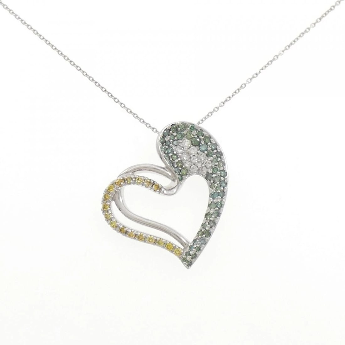 750WG/K18WG HEART DIAMOND NECKLACE: 750WG/K18WG Heart Diamond Necklace Brand: Unbranded Type: Diamond Necklace Material: 750 White Gold/18K White Gold, Color: none Size: 46cm,Actual Size Pendant length approx. x width approx.: