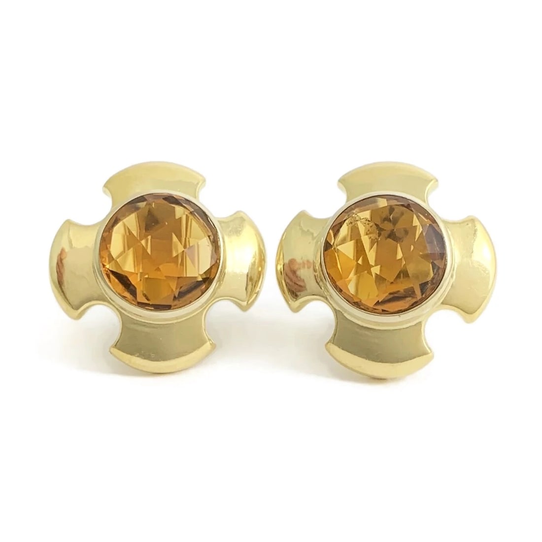CITRINE GEOMETRIC DROP STUD EARRINGS: Citrine Geometric Drop Stud Earrings Brand: Unbranded Type: Earrings Material: 18K yellow gold, Main Stone/Creation Natural Color: Gold Size: Length: 23 mm Width: 23 mm Accessories: None A