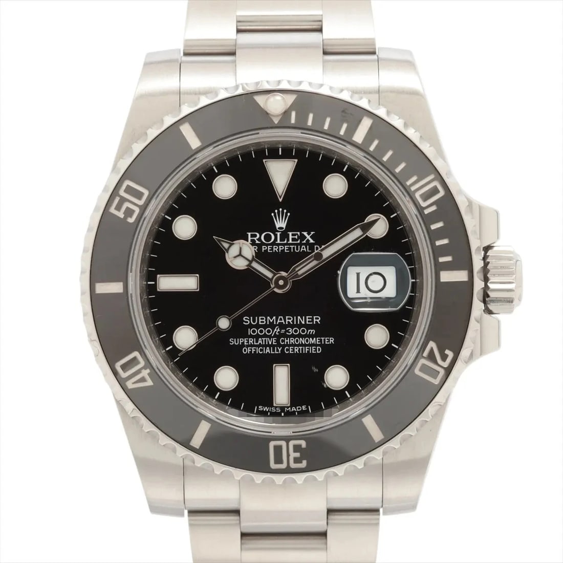 ROLEX SUBMARINER SS BLACK: Rolex SUBMARINER SS black Brand: Rolex Type: Wristwatch Material: SS Color: Dial Color Black Size: Case:W1.6 x H1.6inch / W40 x H40 Circumference of Wrist:7.5inch / 19 Accessories: None Ac
