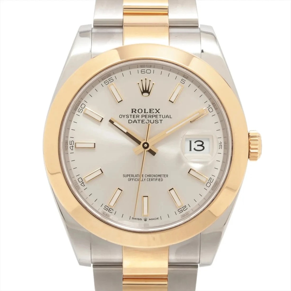 ROLEX DATEJUST SS×YG SILVER: Rolex Datejust SS×YG Silver Brand: Rolex Type: Wristwatch Material: SS×YG Color: Dial Color Silver Size: Case:W1.6 x H1.6inch / W41 x H41 Circumference of Wrist:7.3inch / 18.5 Accessories: None