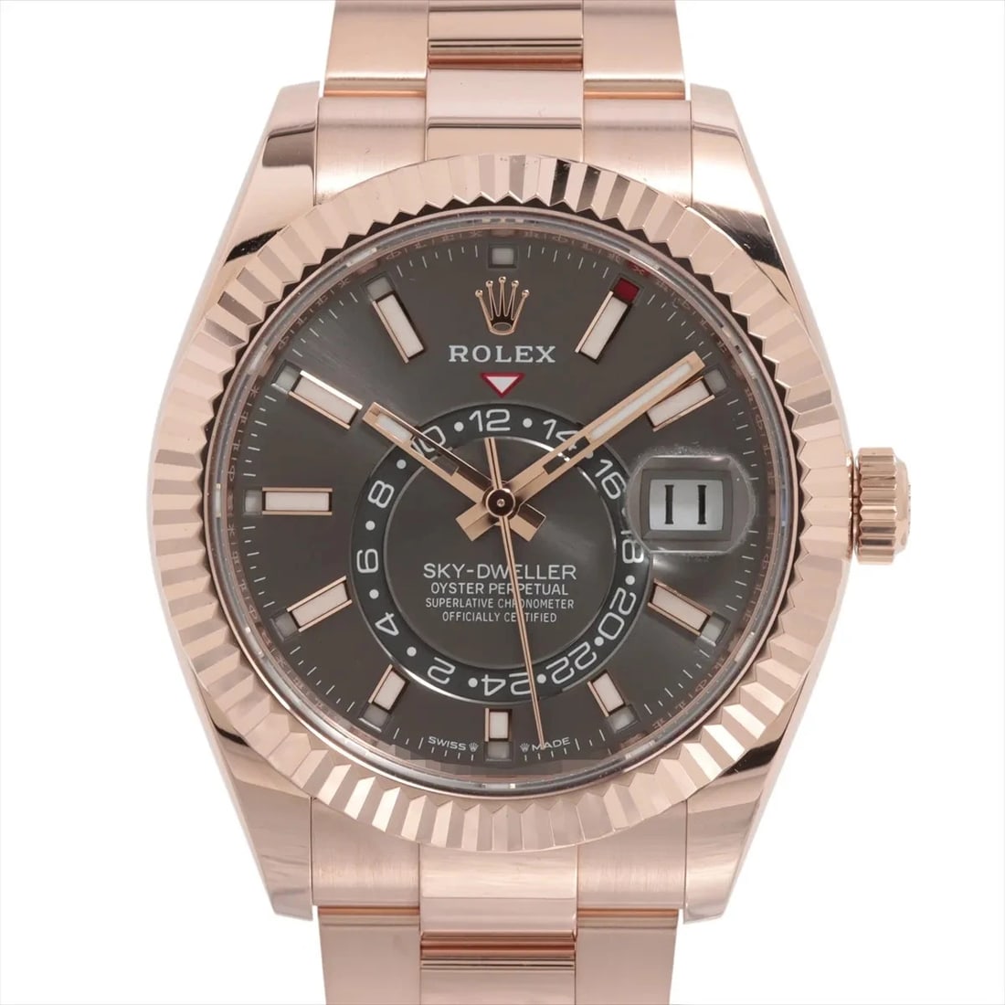 ROLEX SKY DWELLER PG SLATE: Rolex Sky Dweller PG Slate Brand: Rolex Type: Wristwatch Material: PG Color: Dial Color slate Size: Case:W1.6 x H1.6inch / W42 x H42 Circumference of Wrist:7.5inch / 19 Accessories: None A