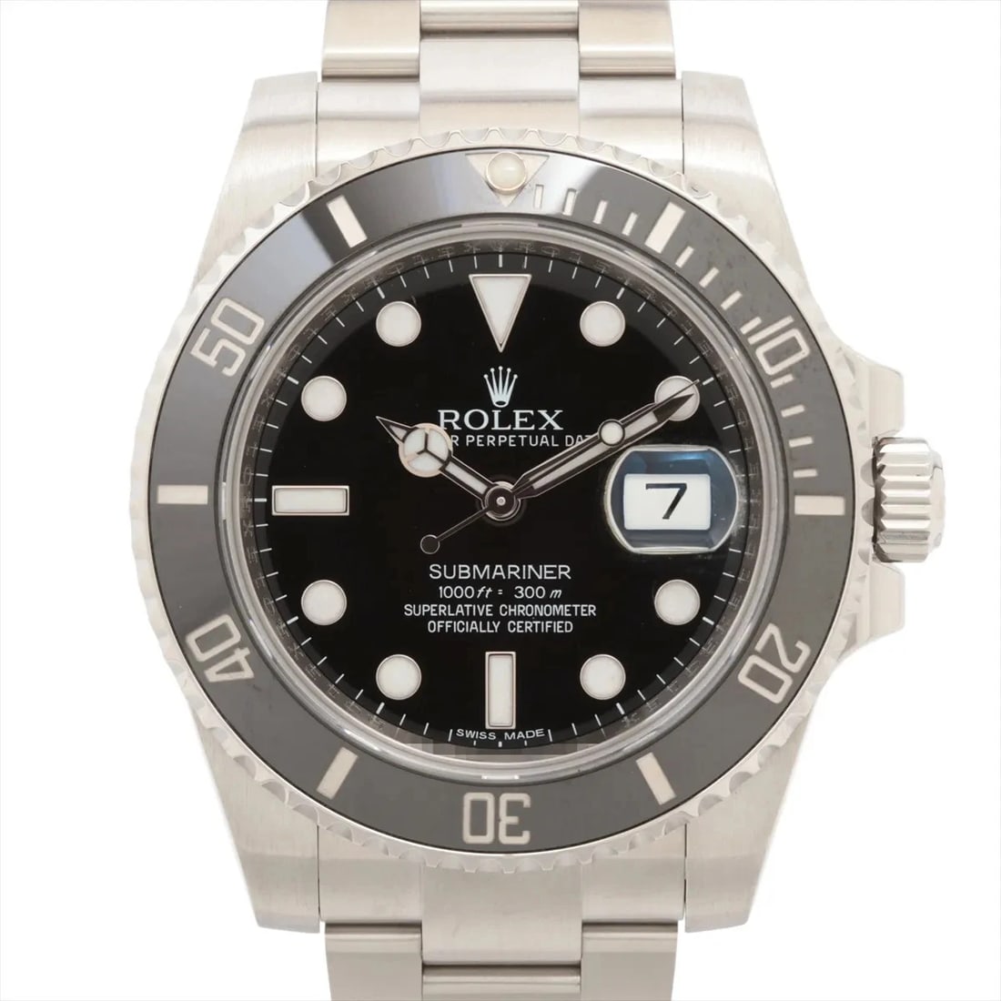 ROLEX SUBMARINER SS BLACK: Rolex SUBMARINER SS black Brand: Rolex Type: Wristwatch Material: SS Color: Dial Color Black Size: Case:W1.6 x H1.6inch / W40 x H40 Circumference of Wrist:8.3inch / 21 Accessories: None Ac