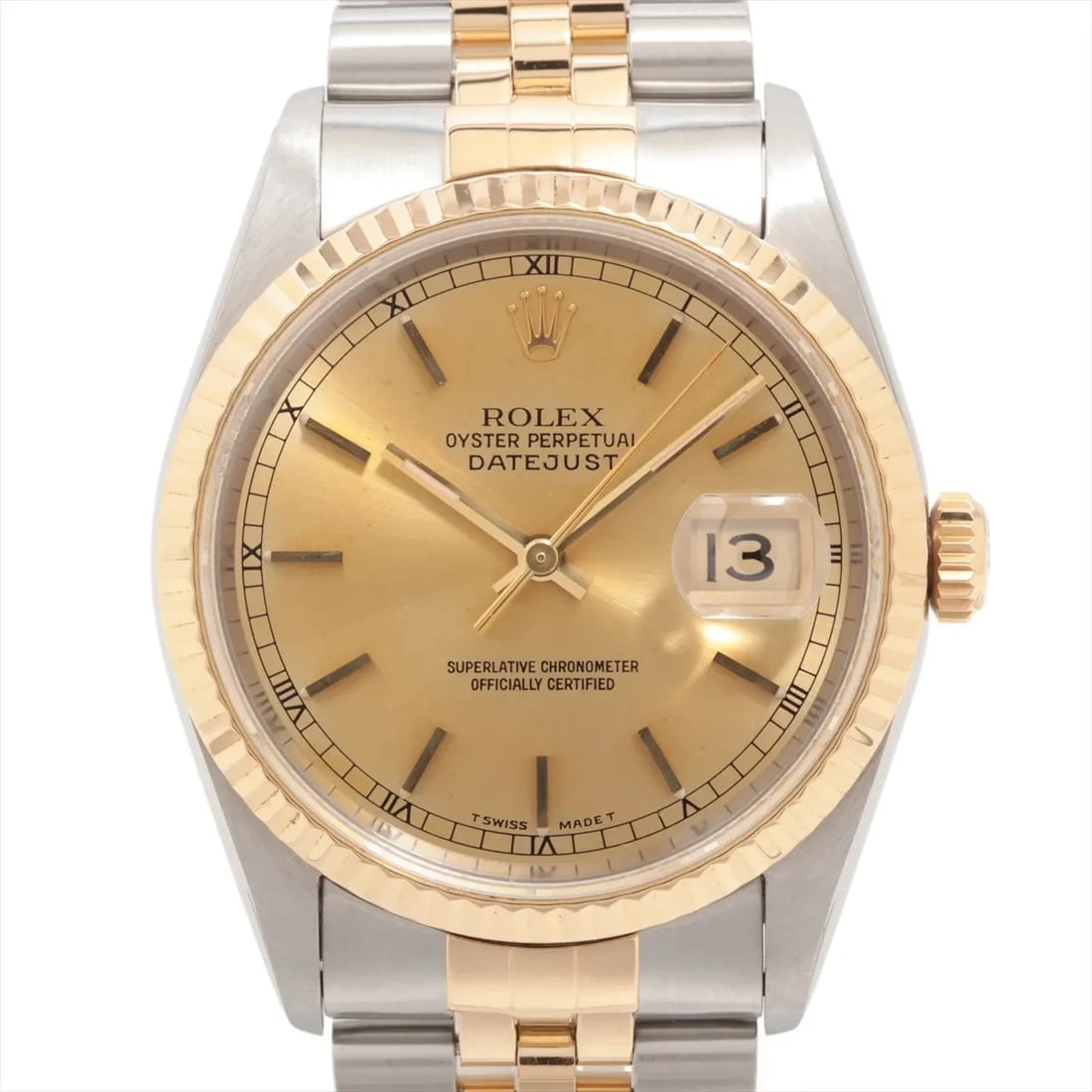 ROLEX DATEJUST SS×YG CHAMPAGNE: Rolex DATEJUST SS×YG Champagne Brand: Rolex Type: Wristwatch Material: SS×YG Color: Dial Color Champagne Size: Case:W1.2 x H1.2inch / W36 x H36 Circumference of Wrist:7.7inch / 19.5 Accessories