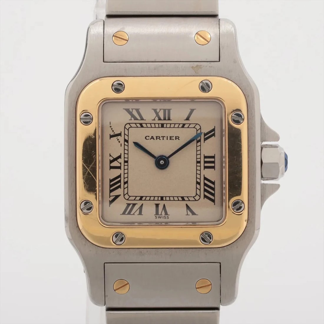 CARTIER SANTOS GALBEE SS×YG IVORY: Cartier Santos Galbee SS×YG Ivory Brand: Cartier Type: Wristwatch Material: SS×YG Color: Dial Color Ivory Size: Case:W0.8 x H1.2inch / W24 x H35 Circumference of Wrist:5.3inch / 13.5 