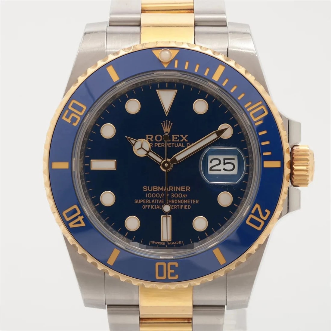 ROLEX SUBMARINER SS×YG BLUE: Rolex SUBMARINER SS×YG blue Brand: Rolex Type: Wristwatch Material: SS×YG Color: Dial Color Blue Size: Case:W1.6 x H1.6inch / W40 x H40 Circumference of Wrist:6.5inch / 16.5 Accessories: None