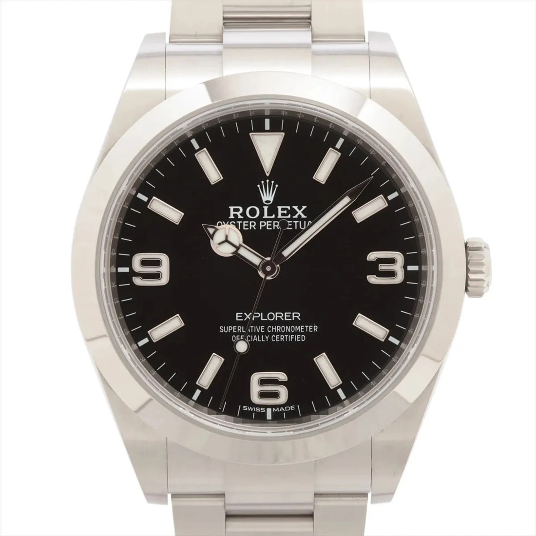 ROLEX EXPLORER SS BLACK: Rolex Explorer SS black Brand: Rolex Type: Wristwatch Material: SS Color: Dial Color Black Size: Case:W1.2 x H1.2inch / W39 x H39 Circumference of Wrist:7.3inch / 18.5 Accessories: None Ac
