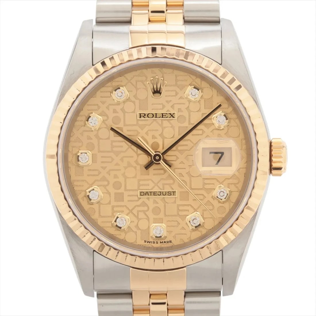 ROLEX DATEJUST SS×YG CHAMPAGNE ENGRAVED COMPUTER: Rolex DATEJUST SS×YG Champagne engraved computer Brand: Rolex Type: Wristwatch Material: SS×YG Color: Dial Color Champagne carving computer Size: Case:W1.2 x H1.2inch / W36 x H36