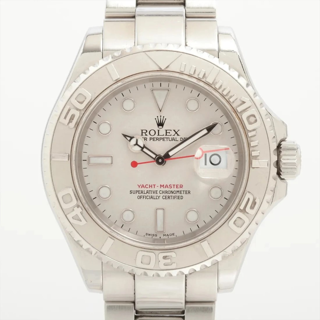 ROLEX YACHT MASTER PT×SS SILVER: Rolex Yacht Master PT×SS Silver Brand: Rolex Type: Wristwatch Material: PT×SS Color: Dial Color Silver Size: Case:W1.6 x H1.6inch / W40 x H40 Circumference of Wrist:5.9inch / 15 Accessories: No