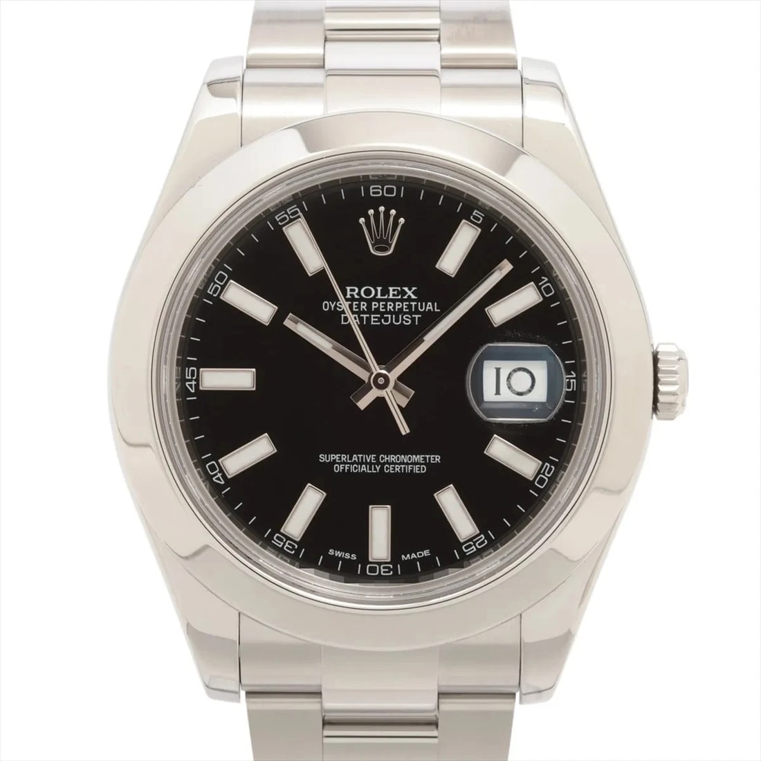 ROLEX DATEJUST SS BLACK: Rolex Datejust SS black Brand: Rolex Type: Wristwatch Material: SS Color: Dial Color Black Size: Case:W1.6 x H1.6inch / W41 x H41 Circumference of Wrist:7.1inch / 18 Accessories: None