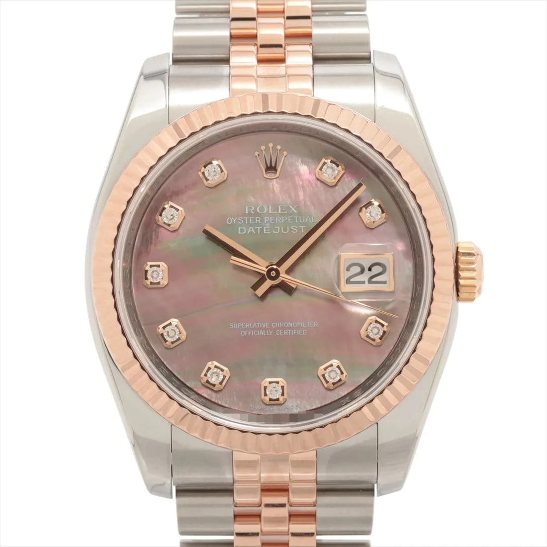 ROLEX DATEJUST PG×SS BLACK: Rolex Datejust PG×SS Black Brand: Rolex Type: Wristwatch Material: SS×PG Color: Dial Color Black shell Size: Case:W1.2 x H1.2inch / W36 x H36 Circumference of Wrist:7.5inch / 19 Accessories: No