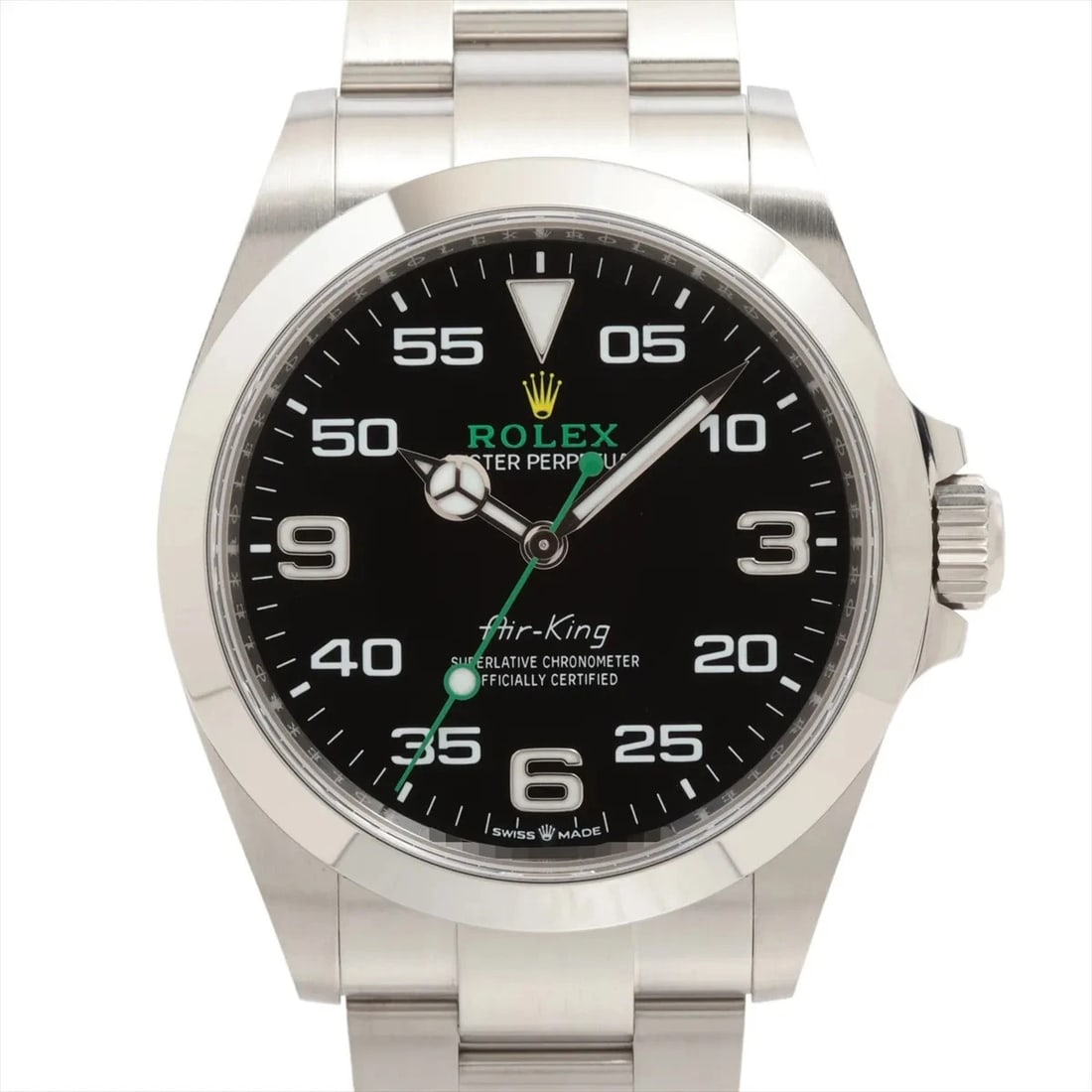 ROLEX AIR KING SS BLACK: Rolex Air King SS black Brand: Rolex Type: Wristwatch Material: SS Color: Dial Color Black Size: Case:W1.6 x H1.6inch / W40 x H40 Circumference of Wrist:7.7inch / 19.5 Accessories: None Ac