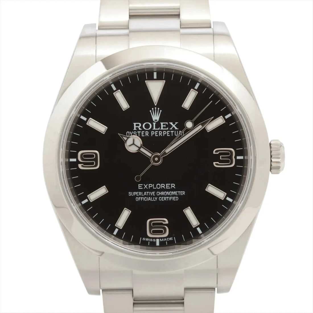 ROLEX EXPLORER SS BLACK: Rolex Explorer SS black Brand: Rolex Type: Wristwatch Material: SS Color: Dial Color Black Size: Case:W1.2 x H1.2inch / W39 x H39 Circumference of Wrist:7.7inch / 19.5 Accessories: None Ac